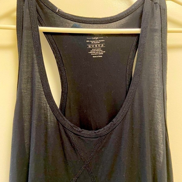 womens large flows black tan Dress or cover up bamboo - Picture 2 of 4